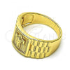 Oro Laminado Mens Ring, Gold Filled Style Crucifix Design, Polished, Golden Finish, 01.380.0018.10