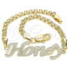 Oro Laminado Fancy Bracelet, Gold Filled Style Nameplate Design, Polished, Golden Finish, 03.63.1971.08
