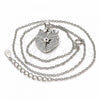 Sterling Silver Pendant Necklace, Heart and Star Design, with White Cubic Zirconia, Polished, Rhodium Finish, 04.336.0138.16