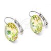 Rhodium Plated Leverback Earring, with Luminous Green Swarovski Crystals, Polished, Rhodium Finish, 02.239.0005.3