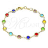 Oro Laminado Fancy Bracelet, Gold Filled Style with Multicolor Crystal, Polished, Golden Finish, 03.63.2064.08