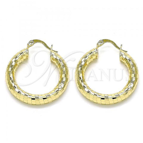 Oro Laminado Medium Hoop, Gold Filled Style Diamond Cutting Finish, Golden Finish, 02.213.0309.30