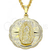 Oro Laminado Religious Pendant, Gold Filled Style Guadalupe Design, Polished, Golden Finish, 05.213.0055