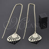 Oro Laminado Threader Earring, Gold Filled Style Leaf Design, Golden Finish, 5.113.007