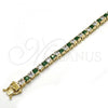 Oro Laminado Tennis Bracelet, Gold Filled Style with Green and White Cubic Zirconia, Polished, Golden Finish, 03.210.0079.2.08
