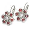 Rhodium Plated Leverback Earring, with Garnet and White Cubic Zirconia, Polished, Rhodium Finish, 02.210.0215.5