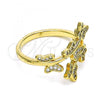 Oro Laminado Multi Stone Ring, Gold Filled Style Butterfly Design, with White Micro Pave, Polished, Golden Finish, 01.102.0002