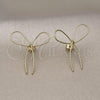 Oro Laminado Stud Earring, Gold Filled Style Bow Design, Diamond Cutting Finish, Golden Finish, 02.213.0665