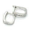 Sterling Silver Huggie Hoop, with White Cubic Zirconia, Polished, Rhodium Finish, 02.186.0042.10