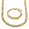 Oro Laminado Necklace and Bracelet, Gold Filled Style Elephant Design, with White Crystal, Polished, Golden Finish, 06.185.0009