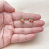 Oro Laminado Stud Earring, Gold Filled Style Cherry Design, Red Enamel Finish, Golden Finish, 02.156.0708