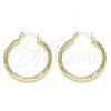 Oro Laminado Medium Hoop, Gold Filled Style Diamond Cutting Finish, Golden Finish, 02.213.0242.1.30