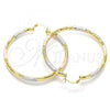 Oro Laminado Large Hoop, Gold Filled Style Diamond Cutting Finish, Tricolor, 02.170.0250.60