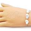 Oro Laminado Fancy Bracelet, Gold Filled Style Rat Tail Design, with Ivory Pearl, Polished, Golden Finish, 03.63.2298.08