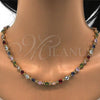 Oro Laminado Necklace and Bracelet, Gold Filled Style with Multicolor Cubic Zirconia, Polished, Golden Finish, 06.205.0031.4