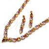 Oro Laminado Necklace and Earring, Gold Filled Style with Multicolor Cubic Zirconia, Polished, Golden Finish, 06.205.0009