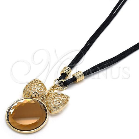 Oro Laminado Pendant Necklace, Gold Filled Style with Coffee Cubic Zirconia, Polished, Golden Finish, 04.182.0075.1.32