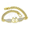 Oro Laminado Fancy Bracelet, Gold Filled Style with White Cubic Zirconia, Polished, Golden Finish, 03.283.0048.08
