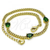 Oro Laminado Fancy Bracelet, Gold Filled Style Teardrop Design, with Green Cubic Zirconia, Polished, Golden Finish, 03.213.0165.07