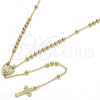 Oro Laminado Thin Rosary, Gold Filled Style Caridad del Cobre and Crucifix Design, Polished, Golden Finish, 09.118.0010.18