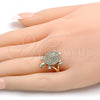 Oro Laminado Multi Stone Ring, Gold Filled Style Turtle Design, with White and Ruby Micro Pave, Polished, Golden Finish, 01.100.0002.08 (Size 8)