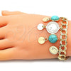 Oro Laminado Charm Bracelet, Gold Filled Style with Light Turquoise Opal, Polished, Golden Finish, 03.331.0119.3.08