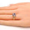 Oro Laminado Multi Stone Ring, Gold Filled Style Butterfly Design, with Rosaline Swarovski Crystals, Polished, Golden Finish, 01.239.0007.8 (One size fits all)