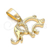 Oro Laminado Fancy Pendant, Gold Filled Style Elephant Design, Polished, Golden Finish, 5.183.018