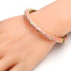 Oro Laminado Individual Bangle, Gold Filled Style Star and Moon Design, Orange Enamel Finish, Golden Finish, 07.246.0005.1.05 (07 MM Thickness, Size 5 - 2.50 Diameter)