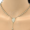 Oro Laminado Medium Rosary, Gold Filled Style Sagrado Corazon de Maria and Crucifix Design, Polished, Golden Finish, 5.208.002.24