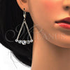 Oro Laminado Dangle Earring, Gold Filled Style with White Cubic Zirconia and White Crystal, Polished, Golden Finish, 02.268.0041