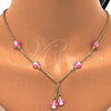 Oro Laminado Earring and Pendant Children Set, Gold Filled Style Ladybug Design, with White Crystal, Pink Enamel Finish, Golden Finish, 06.60.0005.1
