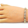 Oro Laminado Tennis Bracelet, Gold Filled Style Heart Design, Diamond Cutting Finish, Golden Finish, 03.213.0357.07