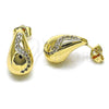 Oro Laminado Stud Earring, Gold Filled Style Teardrop Design, with White Cubic Zirconia, Polished, Golden Finish, 02.163.0375