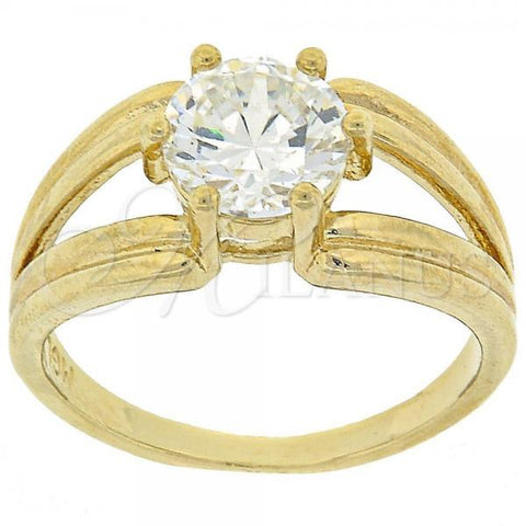 Oro Laminado Multi Stone Ring, Gold Filled Style with White Cubic Zirconia, Polished, Golden Finish, 5.167.003.07 (Size 7)