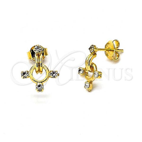 Oro Laminado Stud Earring, Gold Filled Style with White Cubic Zirconia, Polished, Golden Finish, 02.63.2466