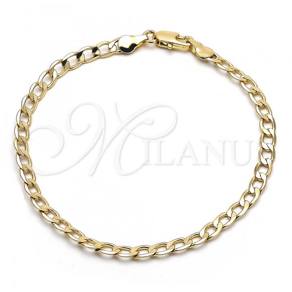 Oro Laminado Basic Bracelet, Gold Filled Style Curb Design, Polished, Golden Finish, 5.222.005.08