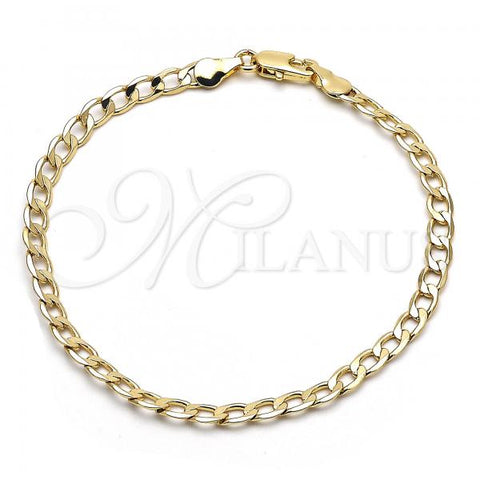 Oro Laminado Basic Bracelet, Gold Filled Style Curb Design, Polished, Golden Finish, 5.222.005.08