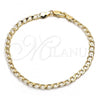 Oro Laminado Basic Bracelet, Gold Filled Style Curb Design, Polished, Golden Finish, 5.222.005.08