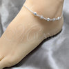 Sterling Silver Fancy Anklet, Heart and Sun Design, Polished, Silver Finish, 03.409.0155.10