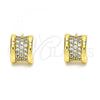 Oro Laminado Stud Earring, Gold Filled Style with White Micro Pave, Polished, Golden Finish, 02.344.0094