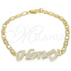 Oro Laminado Fancy Bracelet, Gold Filled Style Nameplate Design, Polished, Golden Finish, 03.63.1977.08