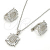 Sterling Silver Earring and Pendant Adult Set, with White Cubic Zirconia, Polished, Rhodium Finish, 10.175.0028