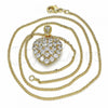 Oro Laminado Pendant Necklace, Gold Filled Style Heart Design, with White Cubic Zirconia, Polished, Golden Finish, 04.346.0014.20