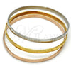 Stainless Steel Trio Bangle, Leaf Design, Polished, Tricolor, 07.244.0002.06 (05 MM Thickness, Size 6 - 2.75 Diameter)