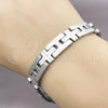 Stainless Steel Solid Bracelet, Cross Design, Polished, Steel Finish, 03.114.0229.4.09