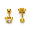 Stainless Steel Stud Earring, Flower Design, with White Crystal, Polished, Golden Finish, 02.271.0019.9