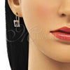 Oro Laminado Leverback Earring, Gold Filled Style with White and Amethyst Cubic Zirconia, Polished, Golden Finish, 5.125.022