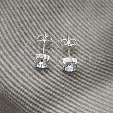 Sterling Silver Stud Earring, with White Cubic Zirconia, Polished, Silver Finish, 02.397.0040.04