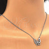 Sterling Silver Pendant Necklace, Butterfly Design, with White Cubic Zirconia, Polished, Rhodium Finish, 04.336.0044.16